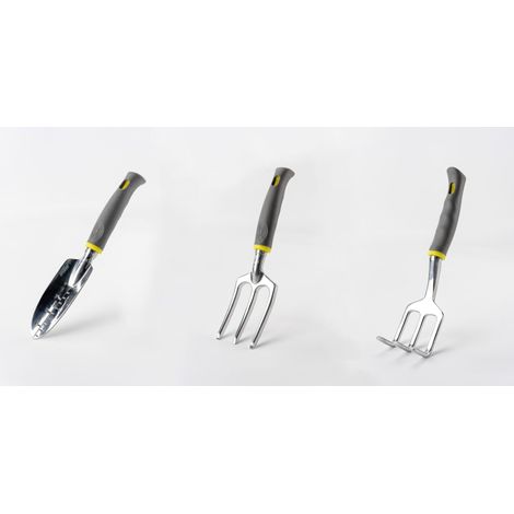 Lot de 3 outils de jardin  Suan  Fourche râteau à fleurs et transplantoir  Légers et durables en aluminium  Idéal pour le jardinage  TRENDYFLAIR (1/5)
