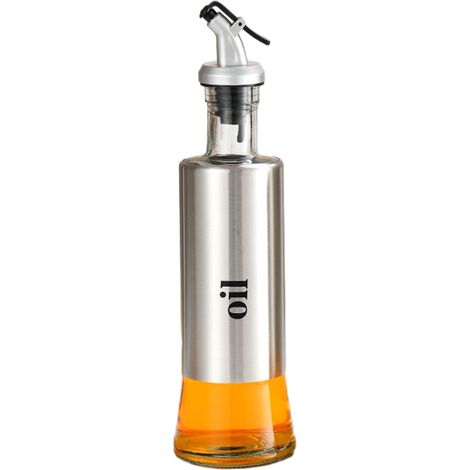 Distributeur Dhuile - Bouteille En Verre Avec Couvercle En Acier Inoxydable - Bec Verseur Précis Pour Huile Dolive Vinaigre Sauce Huile De Sésame - 500 Ml (1/5)