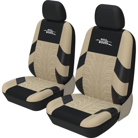 Funda de asiento para coche, camión, todoterreno, furgoneta, compatible con airbag, funda interior para coche, color beige (1/5)