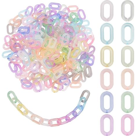 220 anneaux de liaison en acrylique dépoli, 11 couleurs, connecteurs de chaîne ovales à maillons de 1 pouce, crochets en C pour colliers, lunettes et sacs à main ( ) (1/3)