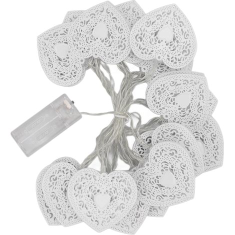 Guirlande lumineuse LED « Love » en fer, 3 mètres, lumière chaude, 20 perles blanches, idéale pour la Saint-Valentin ou un mariage. Parfaite pour la Saint-Valentin ou un mariage.