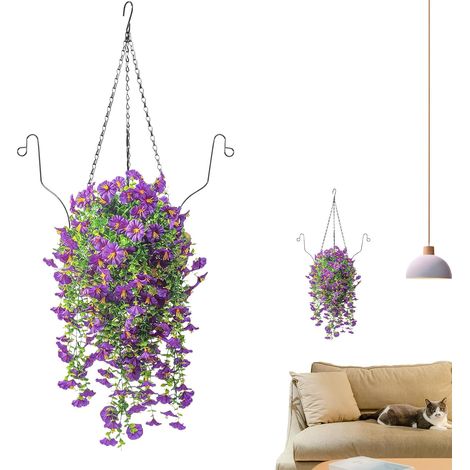 hängende Blumen mit Korb hängender Übertopf mit Blumen