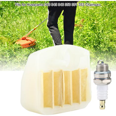 Kit filtre à air L7T et bougie d'allumage pour tronçonneuse Husqvarna 340, 345, 346, 350, 351 et 353 (1/5)