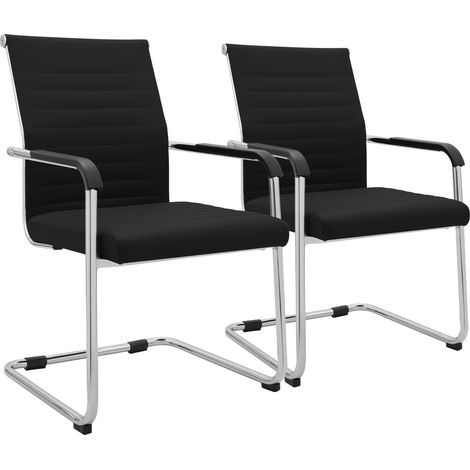 Lot de 2 chaises cantilever Hakon aspect cuir Noir (1/5)