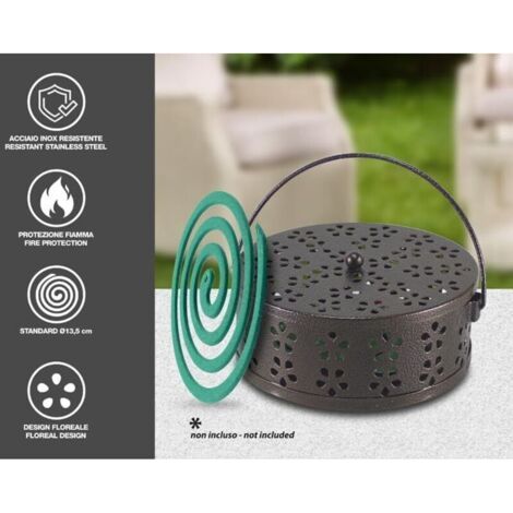 NALOOKAMIC Support de Bobine Anti-moustiques en Acier Inoxydable, Support de Bobine Anti-moustiques intérieur ou extérieur, récipient sûr pour bobines Anti-moustiques en Spirale Ø 13,5 cm (1/3)