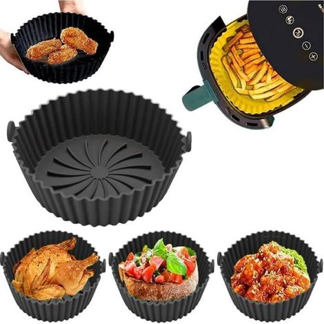 Pot en Silicone pour Friteuse à Air, Large Panier en Silicone Accessoires de Friteuse, Panier en Silicone Réutilisable, 20.5cm, (1/5)