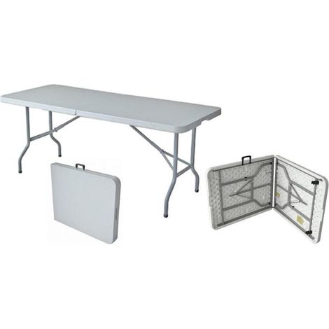 Mesa rectangular plegable 183x74x74cm color blanco (1/2)