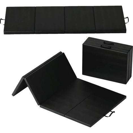 Tapis de gymnastique, design pliable, surface antidérapante, Noir (1/2)