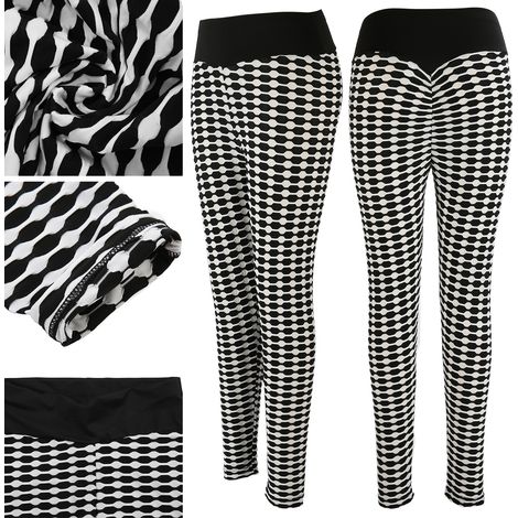 Leggings de Sport Femme Taille Haute Confortable Noir et Blanc pour Yoga et Fitness Taille XL (1/5)