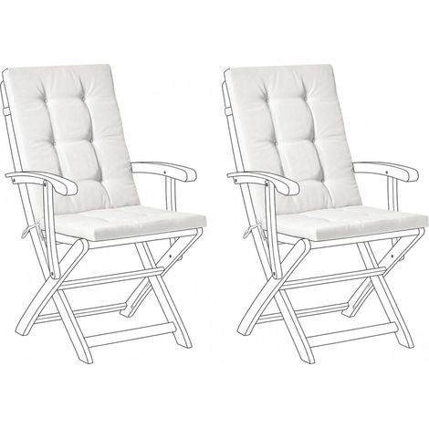 Set of 2 Outdoor Seat/Back Cushions Off White Polyester Tufted Thick Cushion for a Garden Chair MAUI PREMIUM (1/5)