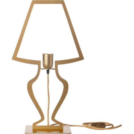 Lampada da tavolo Silhouette grande 30x54 cm in ferro stilizzato Design moderno onirico Attacco E27 Made in Italy Oro