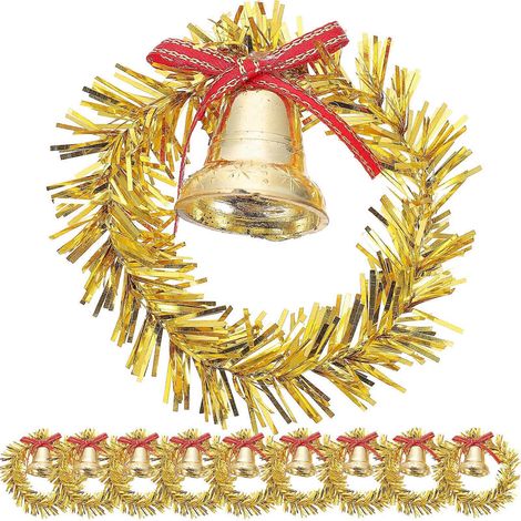 10 Stück Weihnachtskranz-Glocken-Weihnachtsanhänger zum Aufhängen des Weihnachtsbaums, Weihnachtsfeier-Zubehör-7X7X2.5CM (1/3)