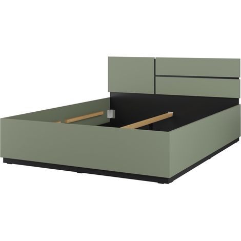 Letto HAVANA 160x200 cm – Colore verde salvia e nero – Struttura robusta e design moderno