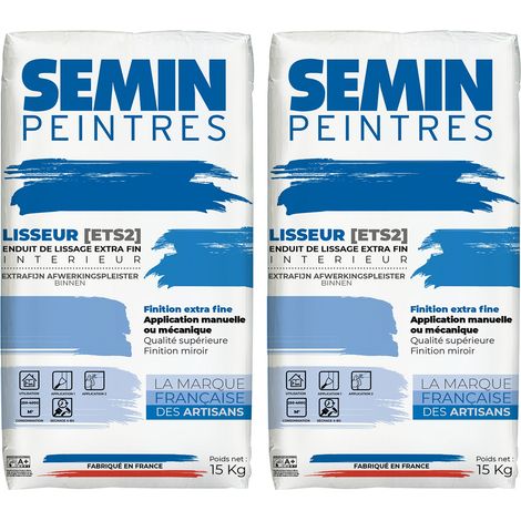 Enduit de Lissage Semin Lisseur ETS2, Intérieur, Poudre, sac de 15 kg, Lot de 2 (1/4)