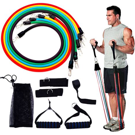 Set di Elastici Palestra 5 Livelli di Resistenza Max 13,6 Kg in Gomma (1/5)