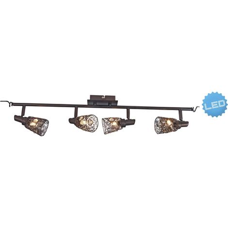 Plafonnier LED 4 Spots G9 en Métal Coloris Rouille Largeur 79 cm pour Salon et Bureau - PANGIVO (1/3)