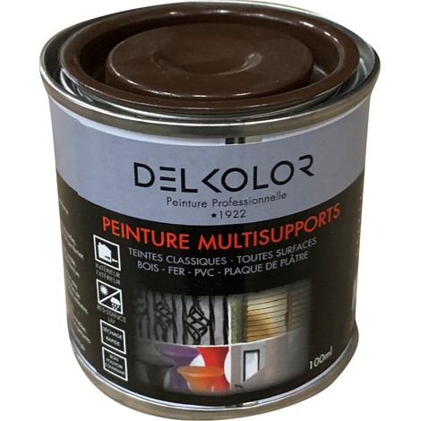 Delkolor – Peinture multisupports RAL 8017 brun chocolat – 100 ml – Antirouille et primaire pour métal – Séchage rapide, finition brillante