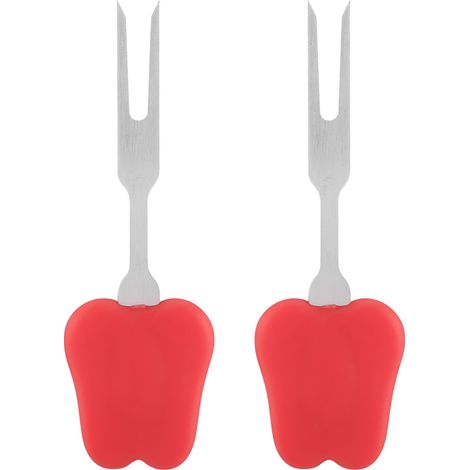 Lot de 2 piques à barbecue en acier inoxydable rouge pour grillades, brochettes de fruits et snacks, cuisson maison.