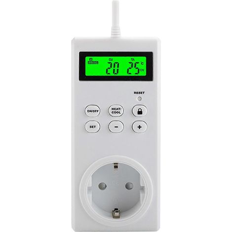 Thermostat programmable sans fil à prise contrôlée en température, modes chauffage et refroidissement, capteur de température intégré avec rétroéclairage LCD, affichage numérique (1/5)