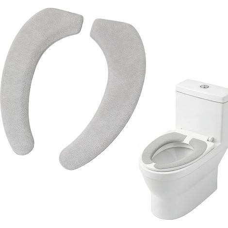 Housse de siège de toilette autocollante, épaisse et lavable, housse de siège de toilette chaude en peluche, épaisse, pour abattant de WC ovale, grande taille (1/5)