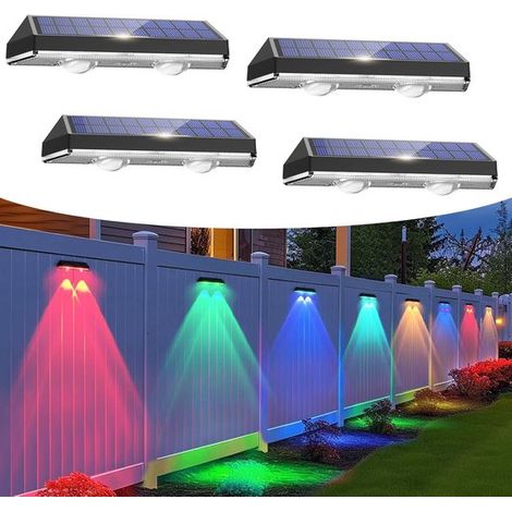 4er Set Solar Wandleuchten LED Außenleuchten Wasserdicht Warmweiß/RGB Garten und Treppenbeleuchtung (1/5)