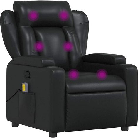 Massagesessel Kunstleder Schwarz, verstellbar, mit Vibrationsfunktion (1/5)