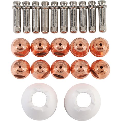Set mit 10 Verbrauchsmaterialien für den Schneidbrenner PCH-51: Düsen, Elektroden und Messing-Schutzkappen (1/5)