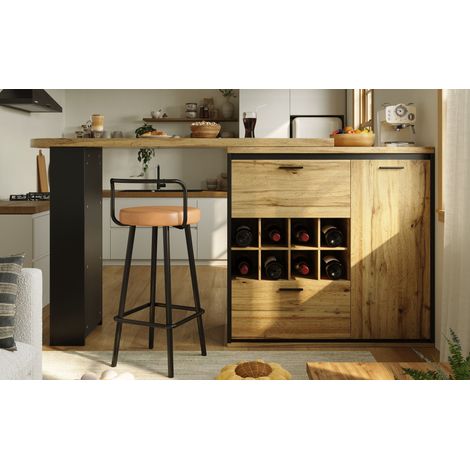 Table extensible 138 x 39 x 105 cm, table de cuisine et salon, rallonge jusqu'à 220 cm, plateau effet bois, meuble salle à manger réglable (1/5)
