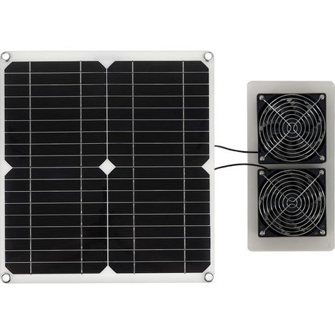 25 W 12 V monokristalliner Abluftventilator, Solar-Doppellüfter-Set, 30 x 16 x 2,5 cm, Solarzelleneffizienz bis zu 20 %, IP65 wasserdicht.