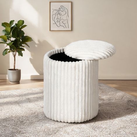 Pouf coloris blanc en cord Sperrholz 35 x 35 x 45 cm (1/5)