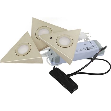 Kit de 3 spots encastrables led 12V 1,8W – Angle d'éclairage 60° – Couleur blanc neutre – Décor nickel satiné – Épaisseur 22 mm (1/3)