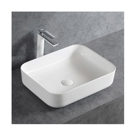 BERNSTEIN - Lavabo indipendente in ceramica KW6127 - 50x39x13cm - Bianco lucido, Con coperchio cromato	Bianco lucido, Con copertura cromata