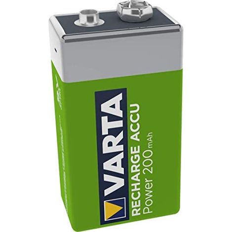 PILA VARTA  RECARGABLE ACCU POWER 9V - 6LR61 200mA (BLISTER 1 UNID)  26,5x17,5x48,5mm