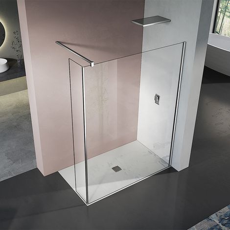 GRAND VERRE Paroi de douche avec volet fixe 40+70 verre 8mm transparent profilés et accessoires chromés (1/5)