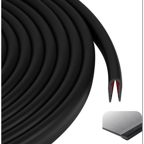 Protection Portiere Voiture 10mm x 5mm Adhésif Joint Caoutchouc en U Protection Bord de Tole pour Plaques Métalliques Portières de Voiture Coin de Table Noir (1/5)