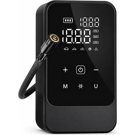 Compresseur d'Air Portable Sans Fil Noir Pompe Électrique Pneus Voiture Moto Vélo Ballon (1/5)