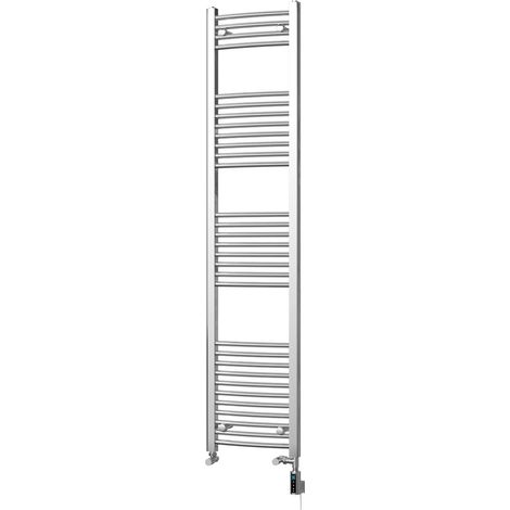 Zennor - Chrome Dual Fuel Towel Rail H1800mm x W400mm Thermostatic WIFI - Curved (1/3)