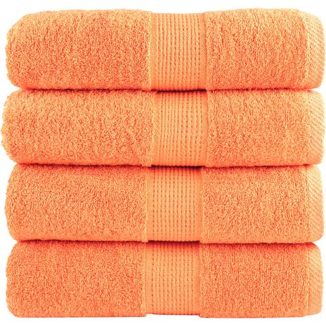 Serviettes de toilette de qualité supérieure SOLUND, lot de 4, orange, 30 x 30 cm, 600 g/m² (1/5)