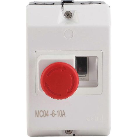 Interrupteur de protection moteur étanche IP55, à bouton rotatif avec fonction d'arrêt d'urgence, 6–10 A, 230/240 V