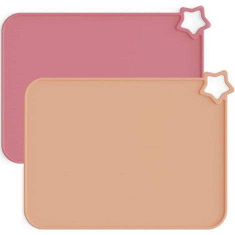 Set mit 2 Silikon-Platzsets für Babys - Waschbar - Rutschfest - Fleckenabweisend - Tragbar - Geeignet für Kinder und Kleinkinder (1/5)