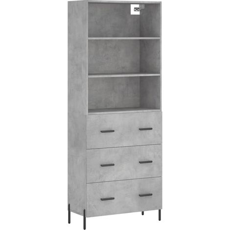 Credenza buffet cassettiera mobile contenitore organizer cucina soggiorno soggiorno alto 69,5 x 34 x 180 cm derivati del legno grigio 020034618