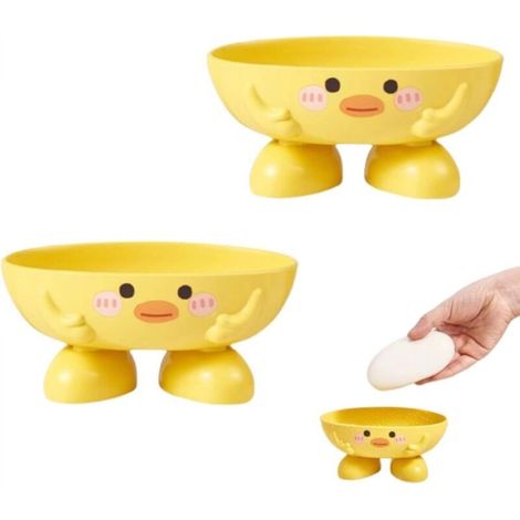 [NON UTILIZZATO] Portasapone a forma di anatra dei cartoni animati, 2 pezzi, autodrenante, porta sapone