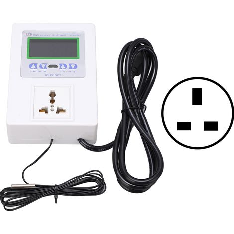 Thermostat numérique intelligent à écran LED large, contrôle automatique de température, 110‑240V avec prise UK, affichage digital (1/5)