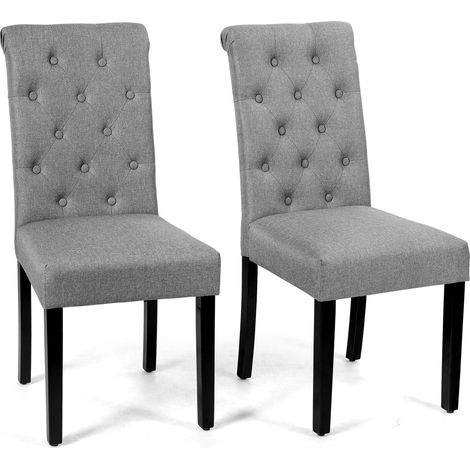 Set di 2 sedie da pranzo 43 x 61 x 100 cm con schienale curvo stile moderno lino grigio 200011784
