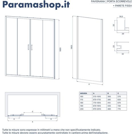 Box Doccia Angolare 90x160 cm Doppia Anta Scorrevole Frontale e Parete Fissa Profili in Alluminio Cromati Vetro 6mm Opaco h190 - Reversibile Mod. Favignana (1/5)