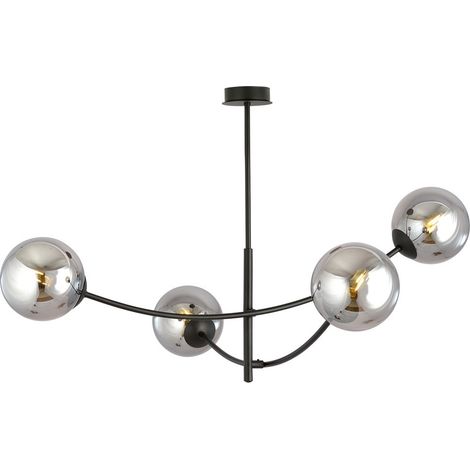 Lampada a Sospensione Hunter, Acciaio verniciato a polvere, Vetro, Nero, Grigio, 89x63x89 cm