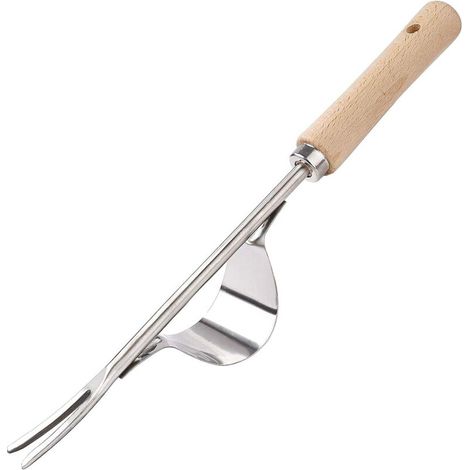 Désherbeur Manuel Garden Outil de Désherbage en Acier Inoxydable avec Poignée Bois Outil de Jardinage pour Désherber Votre Jardin 31cm de Long 1 Pièce (1/5)