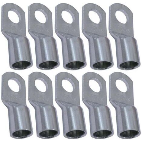 Lot de 10 Cosses Electriques à Oeillet Tubulaire - Oeil - Ø8mm - Non Isolées - pour Conducteur 35mm² - Connecteur de Fil El (1/4)