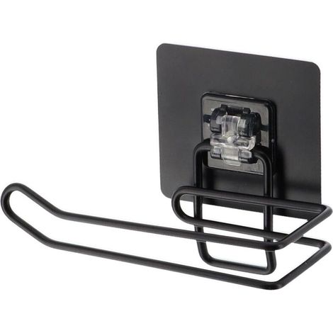 Derouleur wc metal peint sur carte adhesive 3 m - noir mat -