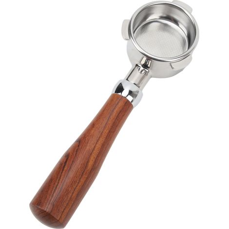 Porte-filtre sans fond en acier inoxydable, nu à main pour machine à café Breville série 8, 54 mm, motif circulaire, manche en palissandre de Siam (1/5)